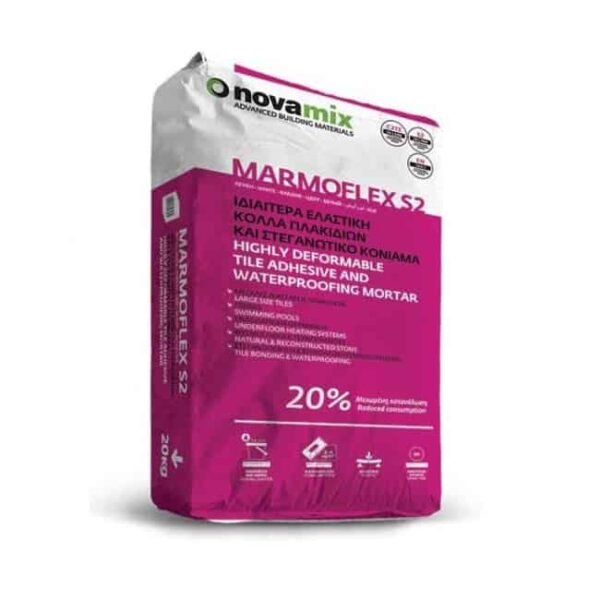 Novamix Marmoflex S2 ελαστική κόλλα & στεγανωτικό γκρι 20kg