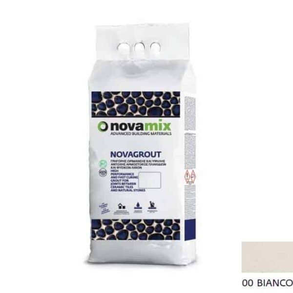 Novamix Novagrout F αρμόστοκος πλακιδίων 1-10mm 5kg 00 Bianco