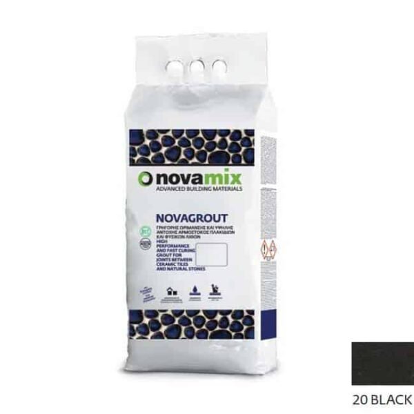 Novamix Novagrout F αρμόστοκος πλακιδίων 1-10mm 5kg 20 Black