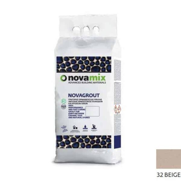 Novamix Novagrout F αρμόστοκος πλακιδίων 1-10mm 5kg 32 Beige